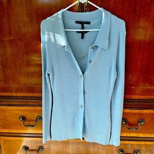 Two piece White House Black Market Cardigan/camisole set, light blue, size XL